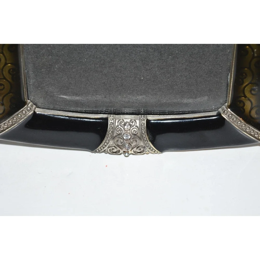 Black scroll motif enamel Metal rhinestone Bling Photo Picture Frame 5X7 Gothic